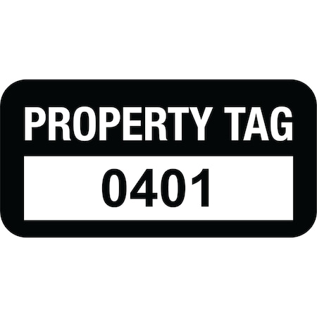 Lustre-Cal VOID Label PROPERTY TAG Black 1.50in x 0.75in  Serialized 0401-0500, 100PK 253774Vo1K0401